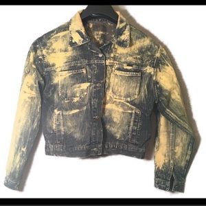 Denim jacket intervened acid wash size M/L unique